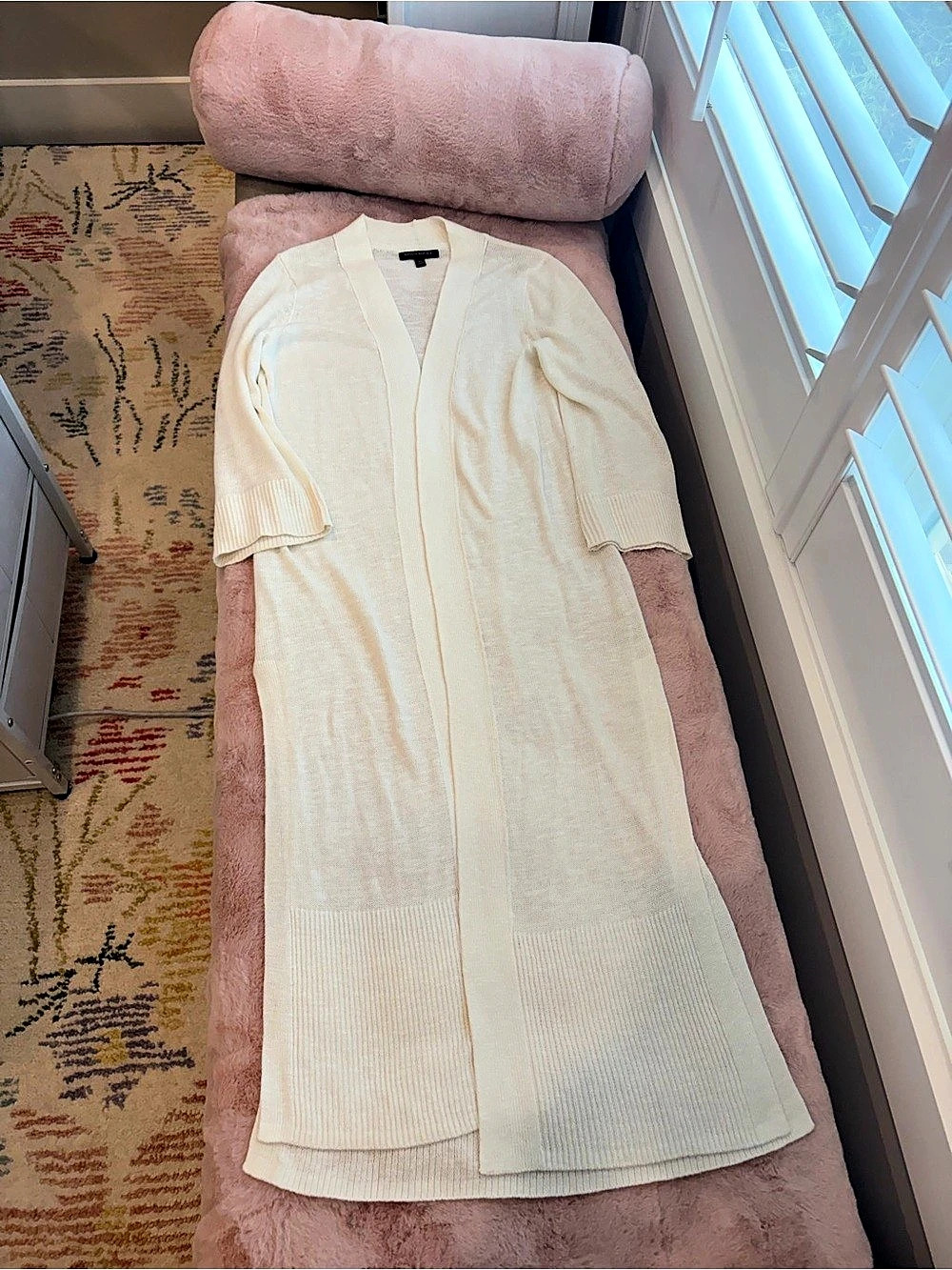 Banana Republic Open Front Knit Duster Cardigan in Ivory Size XS Like Ne